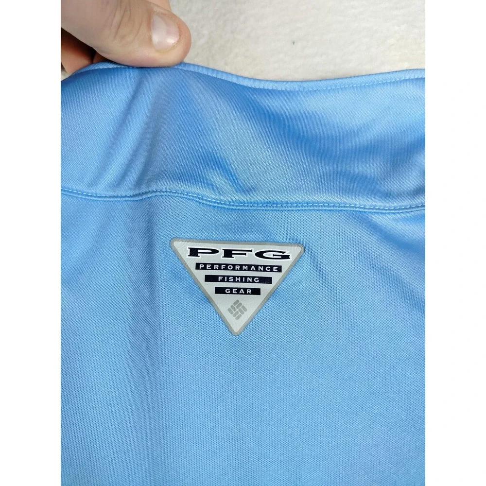 Columbia PFG Omni-Shade Shirt Mens Small Blue Quarter Zip Fishing UPF Sun
